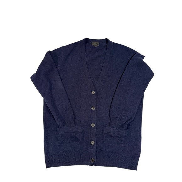 J Crew 100% Italian Cashmere V Neck Cardigan Sweater Navy Small